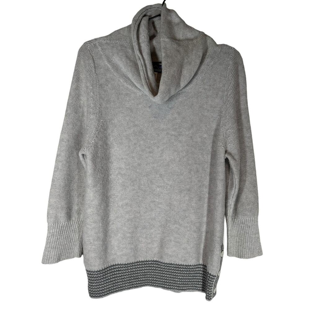 Patagonia Gray Lambswool Cowl Neck 3/4 Sleeve Sweater Medium